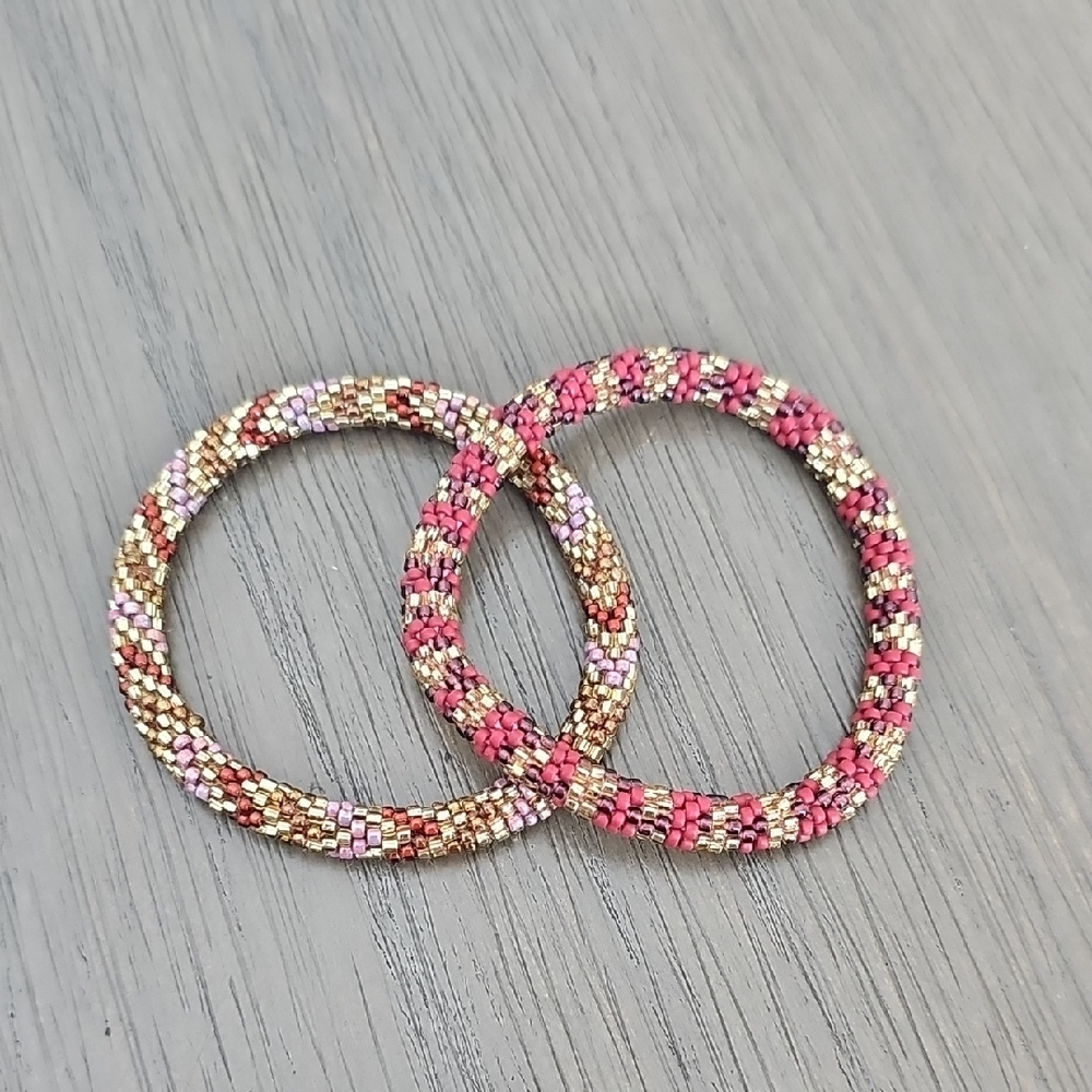 LILY AND LAURA Pink and Gold Beaded Bracelets